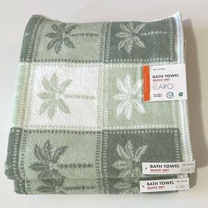 2pc CARO HOME Quick Dry 100% Cotton Palm Tree Print Bath Towel Set -TROPRIOCHE